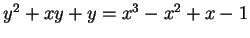 $ y^2 + xy + y = x^3 - x^2 + x -1$