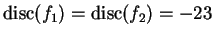 $ \disc(f_1) = \disc(f_2)=-23$