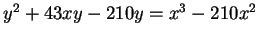 $ y^2 + 43xy - 210y = x^3 - 210x^2$