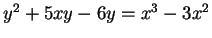 $ y^2 + 5xy - 6y = x^3 - 3x^2$