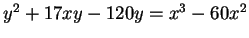$ y^2 + 17xy - 120y = x^3 -60x^2$