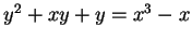 $ y^2 +xy +y = x^3-x$