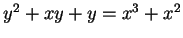 $ y^2+xy+y = x^3+x^2$