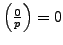 $ \left(\frac{0}{p}\right)=0$