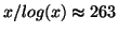 $ x/log(x)\thickapprox 263$