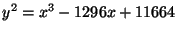 $ y^2 = x^3 - 1296x + 11664$