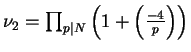 $ \nu_2 = \prod_{p\mid N} \left(1+\left(\frac{-4}{p}\right)\right)$