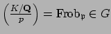 $ \left(\frac{K/\mathbf{Q}}{p}\right) =\Frob _\mathfrak{p}\in G$