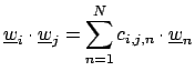 $\displaystyle \underline{w}_i \cdot \underline{w}_j = \sum_{n=1}^N c_{i,j,n} \cdot \underline{w}_n
$