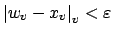 $ \left\vert w_v-x_v\right\vert _v<\varepsilon $