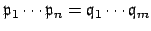 $ \mathfrak{p}_1\cdots \mathfrak{p}_n=\mathfrak{q}_1\cdots \mathfrak{q}_m$