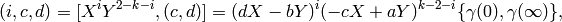 (i,c,d) = [X^i Y^{2-k-i}, (c,d)] =
(dX - bY)^i (-cX + aY)^{k-2-i} \{\gamma(0),\gamma(\infty)\},