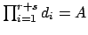 $ \prod_{i=1}^{r+s} d_i = A$