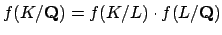 $ f(K/\mathbf{Q})=f(K/L)\cdot f(L/\mathbf{Q})$