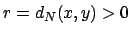 $ r=d_N(x,y)>0$