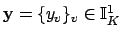 $ \mathbf{y}=\{y_v\}_v\in \mathbb{I}_K^1$