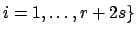 $\displaystyle i=1,\ldots,r+2s\}$