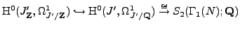 % latex2html id marker 7942
$ \H ^0(J'_{{\bf {Z}}}, \Omega^1_{J'/{\bf {Z}}})
\h...
...ga^1_{J'/{\bf {Q}}}) \stackrel{\cong }{\rightarrow }
S_2(\Gamma_1(N);{\bf {Q}})$