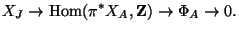 $\displaystyle X_J \rightarrow \Hom(\pi^* X_A,\mathbf{Z}) \rightarrow \Phi_A \rightarrow 0.$