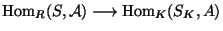 $\displaystyle \Hom_R(S,\mathcal{A})\longrightarrow \Hom_K(S_K,A)$