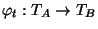 $ \varphi _t:T_A \rightarrow T_B$